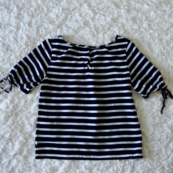 Levis - Half Tie Sleeve Blouse Navy Blue White Striped Size XS - Picture 2 of 11
